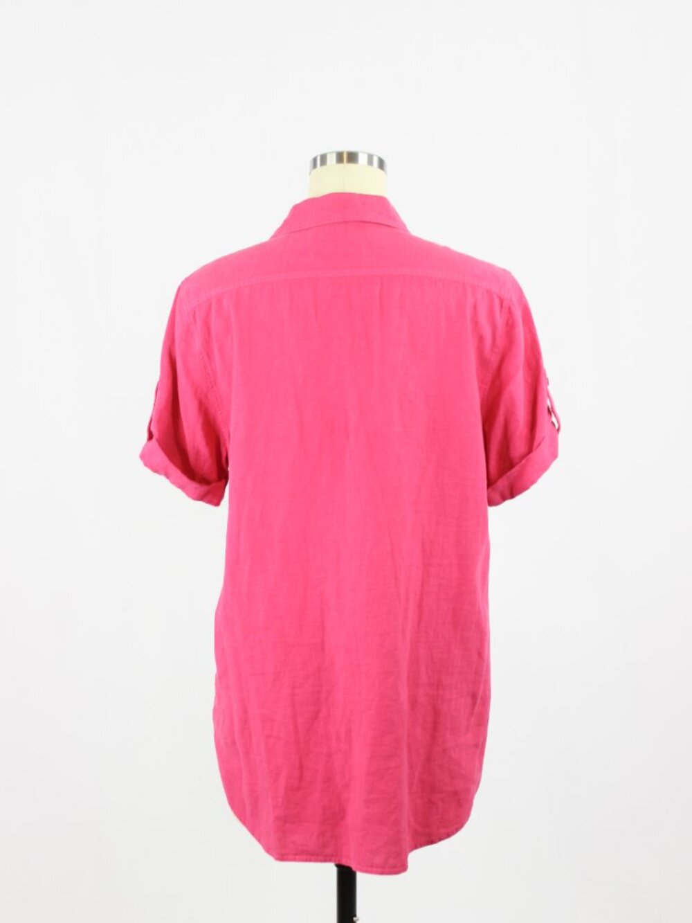 Aritzia BABATON Utility Pink Linen Short Sleeve Button Up Shirt Blouse, Size XS - Picture 3 of 16